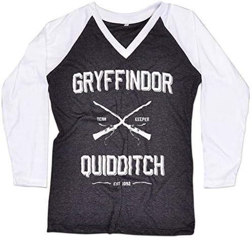 Gryffindor Quidditch shirt Long Sleeve Baseball Raglan Harry Potter Women T-Shirt Free Topcarnival Hair Band Large
