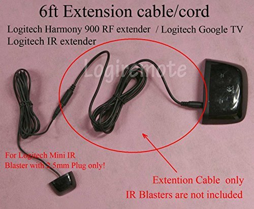 6ft Extension cable/cord for Logitech Mini IR Blaster;Harmony IR/900RF extender; Harmony Smart Control/Ultimate/RF Hub;Google TV;