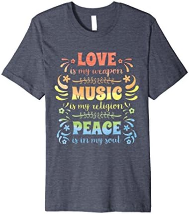 Men's Good Vibes T-Shirt: Hippie Peace &amp; Love Tee 2XL Heather Blue