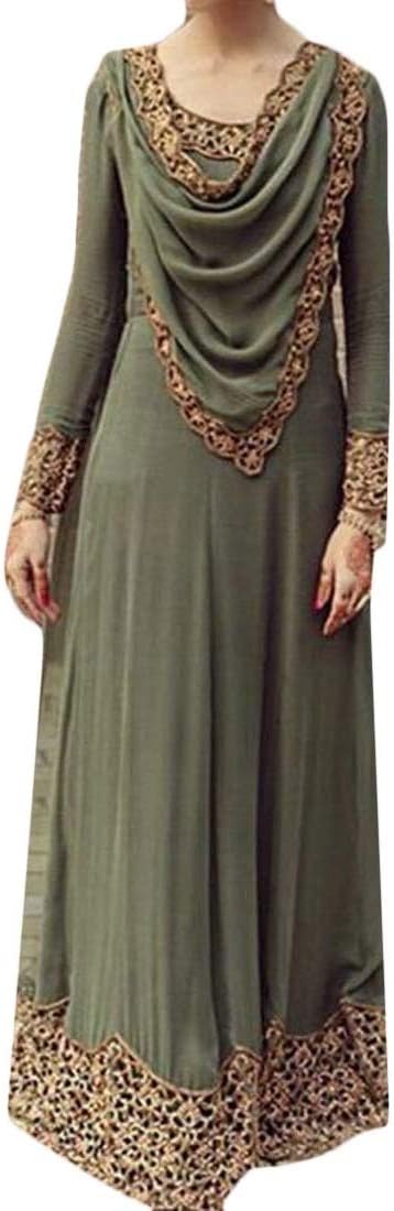 GLORYA Women Muslim Arabia Saudi Long-Sleeve Gown Abaya Dress