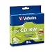 Verbatim CD-RW 700MB 2X-12X Rewritable Media Disc - 5 Pack Slim Case - 95157 primary