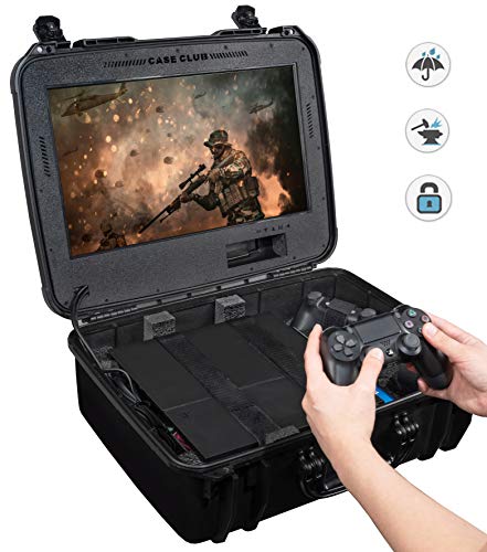 Case Club Waterproof Playstation 4 Portable Gaming Station with Built-in Monitor & Storage for PS4 Controllers & Games