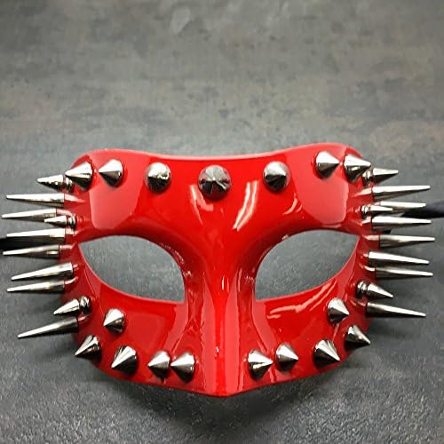 Spiked Red Half Men's Mask Halloween Unisex Masquerade Mask Costume Mask