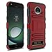 FYSSHUO Moto Z3 Play Case, Heavy Duty Shockproof Full-Body Protective Hybrid Case with Swivel Belt Clip and Kickstand for Motorola Moto Z3 Play (Red)