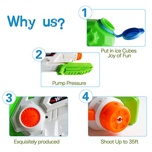 ToyerBee Water Guns for Kids, 2pack Squirt Guns with 41 Fluid Ounces High Capacity &30-35 Feet Shooting Range, Water Toys for Kid&Adult