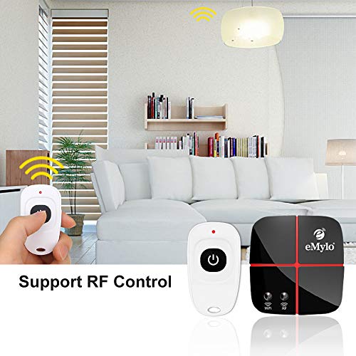 eMylo Smart WiFi Relay Switches Wireless 433Mhz RF Remote Control Light Switch Timer Controller for Household Appliance Compatible with Alexa, Google Home DC 5V-24V 1 Channel