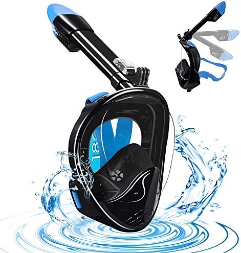 WINGLESCOUT Snorkel Mask,Full Face 180°Wide View Snorkeling Mask Free Breathing Anti-Fog Anti-Leak Foldable Design Safety Diving with Adjustable Strap