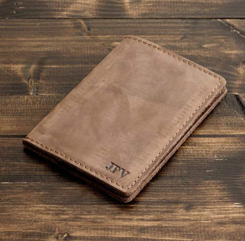 Pegai Personalized Passport Cover, Distressed Leather Passport Holder, Rustic Passport Case - DeKalb | Sand Brown