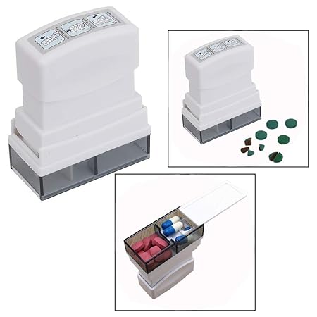 OFKPO Medikamententeiler mit Aufbewahrungsfach,Pillenschneider/Tablettenschneider (Weiß)