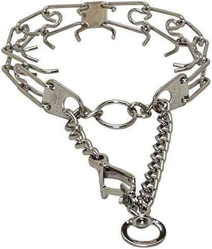 Herm Sprenger Akita Inu Pinch Collar Chrome Plated with Swivel and Small Quick Release Snap Hook - 50106 (02) 1/8 inch (3.25 mm) - Size 23 inch (58 cm)