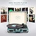 Record Player, Miric Bluetooth Turntable with 2 Built-in Speakers, Portable Size, 3-Speed, for 7/10/12inch Vinyl Records, Equipped USB/SD/AUX Port, Support Transcription, Suitcase Designthumb 1
