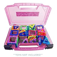 Life Made Better Carrying Organizer Case, Compatible with Magformers and Magna Tiles, Playset Organizer (Pink)