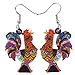 NEWEI Acrylic Cute Chicken Earrings Dangle Charms Chicken Gifts for Women Farm Animals Jewelry (Floral)