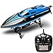 Costzon 2.4G Rc High Speed Racing Boat for Pools Lakes Outdoor, 30 Km/H Radio Control Boat Toys for Adults & Kids, 4CH Rechargeable Racing Boat by Remote Control Blue