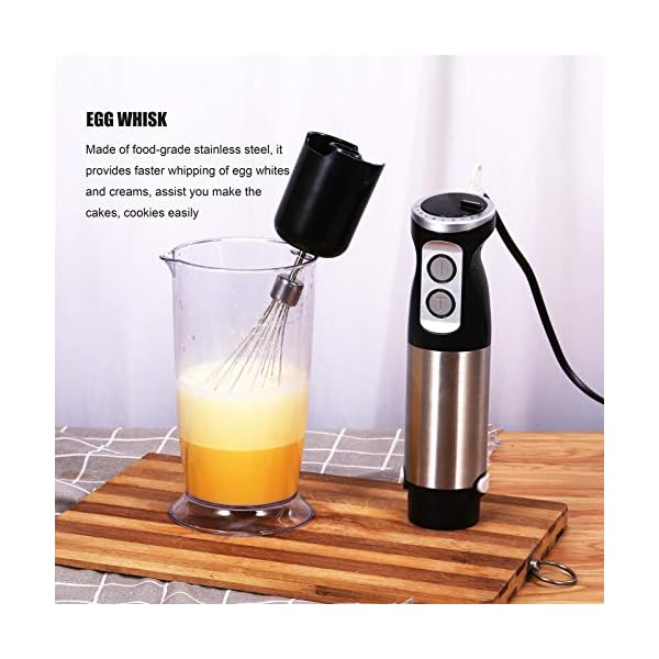 Hand Blender, 4 in 1 Food Processor with Stick Blender 600W, Vegetable Chopper, Egg Whisk Electric, 600ML Measuring Cup