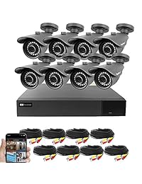 Best Vision sistema de seguridad DVR de 16 canales HD, con 8 cámaras modelo bullet para el exterior, resistentes a la intemperie, de 1 MP IR, disco duro de 1TB y vigilancia remota