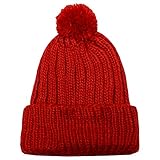City Hunter Ck1081 Solid Pom Pom Knit Beanie Hat (Red)