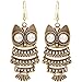 Nickel Free Articulated Owl Earrings, Crystal Eyes, USA!, in Antique Brass
