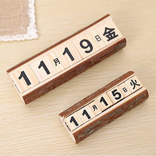 Sherlocker Wood Perpetual Calendar, Desk Calendar Ornaments Wood Crafts Calendar Cube for Living Room Home Decorations (L)