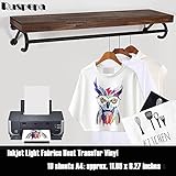 RUSPEPA 11.69 x 8.26 inches Inkjet Light Fabrics Heat Transfer Vinyl A4 Sheet Printable Iron-On Paper for T-shirts, Bag, Hats and Clothes, 10 Sheets