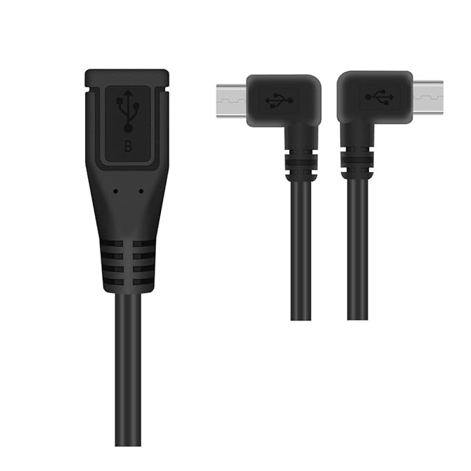 lokeke Micro USB Buchse an Stecker Verlängerung Kabel mit Winkel links und rechts 25 cm, zum Synchronisieren und Aufladen Dat