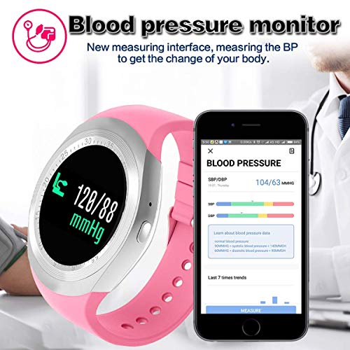 Smart Watch Phone - Fitness Tracker with Heart Rate Blood Pressure Monitor for Men Women, Sport Watch with Pedometer, Activity GPS Tracker Calorie Sync Phone for Android Ios - Thumbnail 2