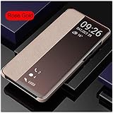 知能休眠 手帳型 為にHuaWei P20 Proケース, SevenPanda 軽量 メッキ 鏡面 化粧鏡 クリア 為にHua Wei P20 Pro携帯画面可視ケース スマートウェイク 知能休眠 ハイブリッド ファーウェイ 為にHuaWei P20 Pro PU レザー フォリオ フリップ ケース + PC バック カバー キックスタンド 機能 付き 耐衝撃 qi 充電 ワイヤレス充電 全面保護 ポケット ハイブリッド メイクアップミラー ケース、反塵 薄型 耐汚れ 滑り防止 超軽量 磁性技術 カバー - 金