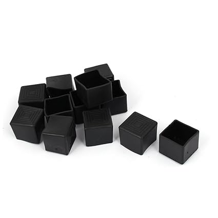 Sellify 25mm x 25mm Rubber Square Shaped Furniture Foot Cover Protector Pad Black 12pcs