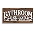 Vintage Bath Canvas Wall Art | Rustic Bathroom Rules Prints Signs Framed | Bathroom Laundry Room Decor (6 X 12 inch, Bathroom Rules)