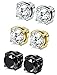 FIBO STEEL 3 Pairs Stainless Steel Round Magnetic Earrings for Men Women CZ Studs Earrings,6MM