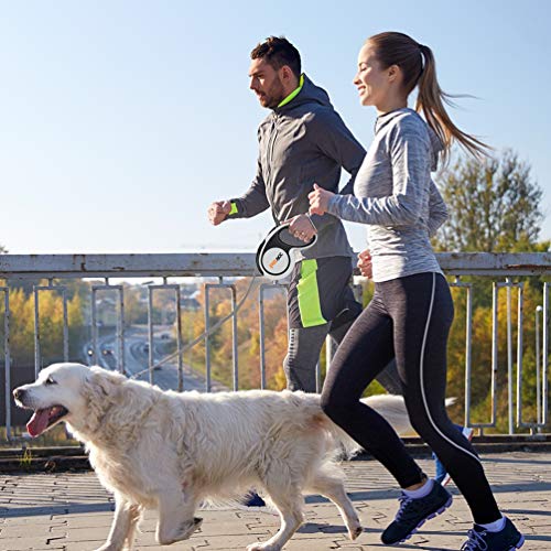 Petacc Retractable Dog Leash, Anti-bite Heavy Duty Pet Walking Leas 360° Tangle Free,16ft Strong Nylon Tape,One-Handed Brake, Pause, Lock