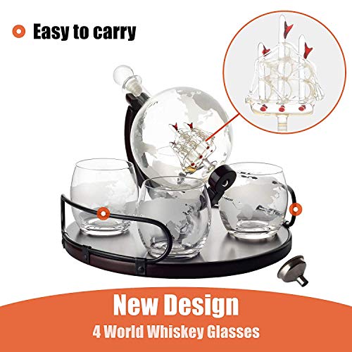 1 Whiskey+Decanter+Etched+glasses+Handles