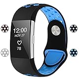 iGK For Fitbit Charge 2 Bands, Adjustable Replacement Sport Strap Bands for Fitbit Charge 2 Smartwatch Fitness Wristband Soft Silicone Black Navy Small