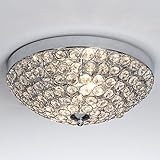 SOTTAE Fashionable 2 Lights Bowl Shaped Crystal Mental Shade Chrome Finish Bedroom Living Room Hallway Kids Room Modern Crystal Chandelier Ceiling Light, Ceiling Chandelier Size 11.8