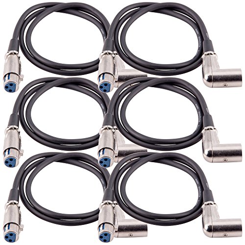 SEISMIC AUDIO - XLRRS2-6 Pack of 3' XLR Female to Right Angle Male Patch Cables