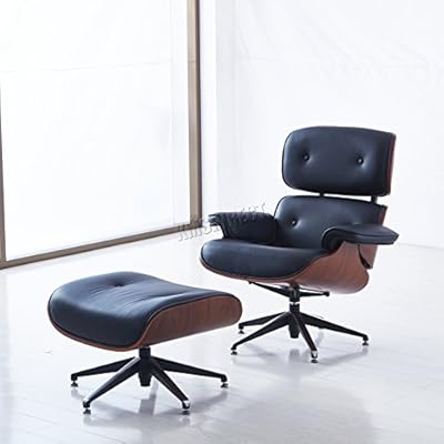 Foxhunter Morden Luxury Wood Lounge Chair And Ottoman 100 Real Top Grain Genuine Leather Recliner Armchair Sofa Seat Footstool Lcl01 Black Amazon Co Uk Kitchen Home