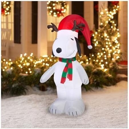 Amazon Com 5 Airblown Inflatable Snoopy With Antlers And Santa