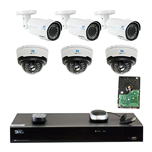 GW Security 5508NP-4555IP-4571IP-6-2T H.265 8CH 4K NVR, 6x4 MP IP Security Camera System, Black/White