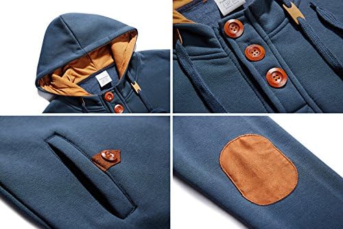 Hengta Men's Fleece Hoodies Casual Button Hooded Sweatshirt Jacket
