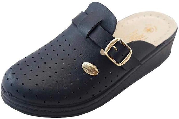 Anatomical Women's Health Slippers, 1372 Blue, Anti-Shock Leather Sole