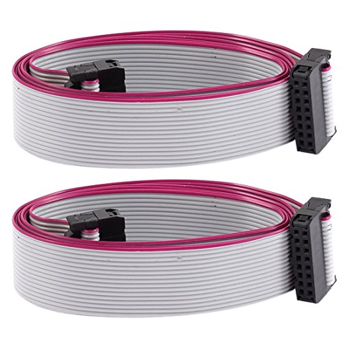 Uxcell IDC Connector Flat Ribbon Cable, F/F, 16 Pins, 2.54 mm Pitch, 1 m, 2 Pieces