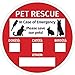 Save Our Pets Sign - 5 x 5 in. - Emergency Pet Window Sticker - Rescue Our Pets Decal - In Case of Fire Save My Dog, Pets Onboard, Window Static Cling Decal - Easy to Remove and Reposition
