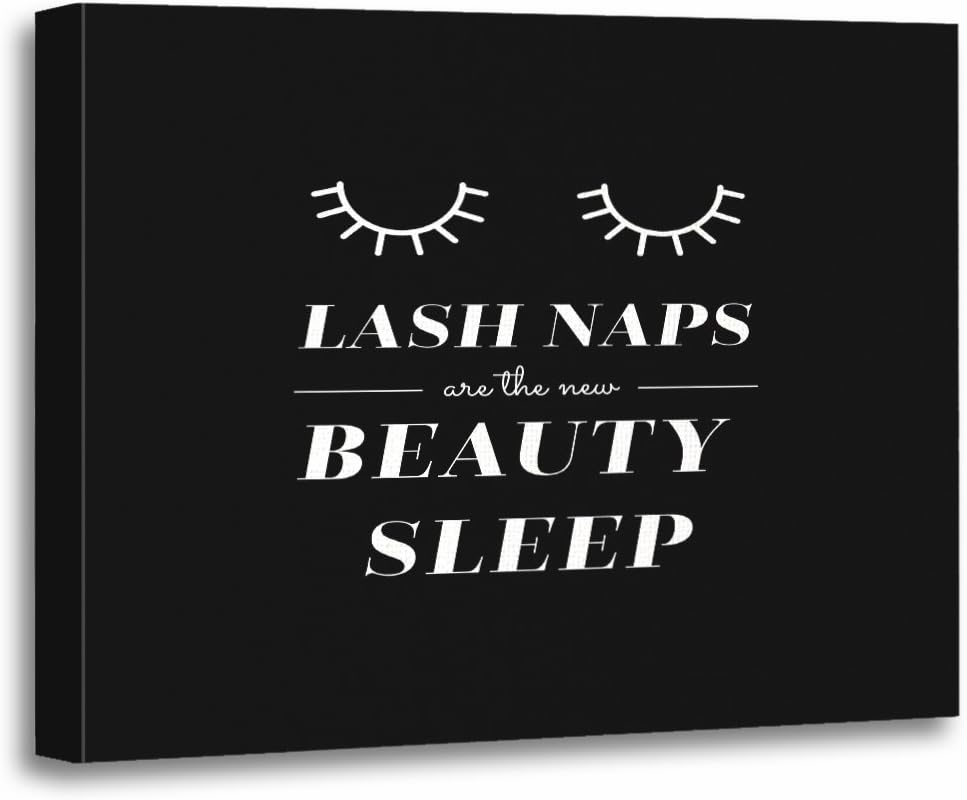 TORASS Canvas Wall Art Print Extensions Cute Quote Funny Lash Naps Artwork for Home Decor 12" x 16"