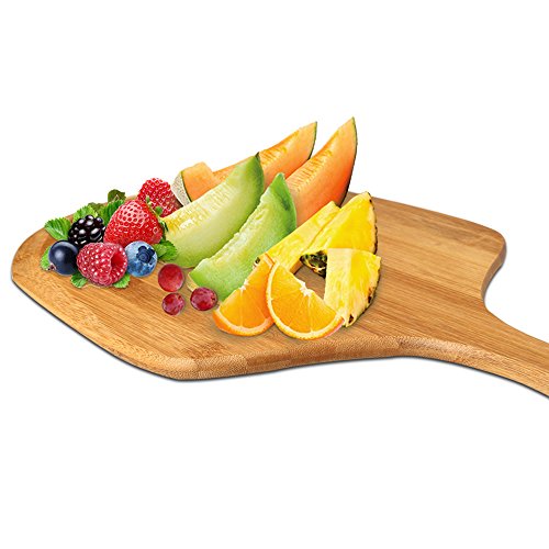 Premium Natural Bamboo pizza peel, Paddle for Homemade Pizza and Bread Baking - Great for Cutting Board (Cutting Fruit, Vegetables, Cheese) - 19.5 x11.5 Inch