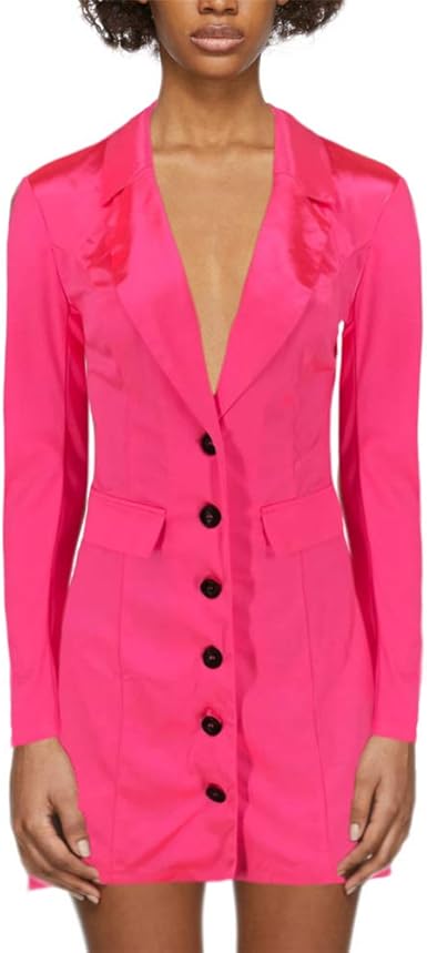 red satin blazer dress