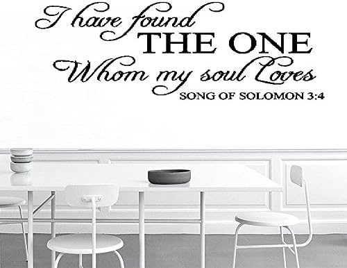 48x24 I have found the one whom my soul loves Song of Solomon 34 Love Wall Decal Sticker Art Mural Home Decor Quote Bedroom Marriage Bible Verse g for Bedroom Living Room