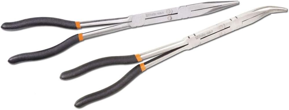 Beta 1009L/DP-S2 Set of 2 Knurled Long Nose Pliers with Double Joint