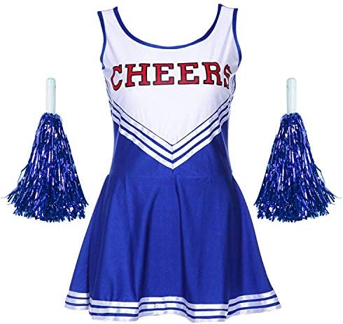 EnjoySports Women Ladies Cheerleader Costume Outfit College Fancy Dress Costume Sports High School Girl Musical Uniform Party Halloween Costume Outfit-5 Colours, 6 Sizes