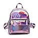 Holographic Laser Leather Backpack for Girls Pink Silver Mini Backpack for Women