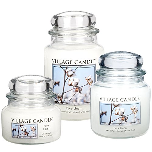 Village Candle Pure Linen 26 oz Glass Jar Scented Candle, Large